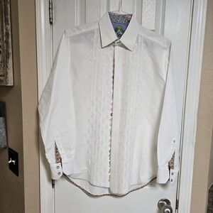 Robert‎ Graham White Long Sleeved Button Down Casual Dress Shirt – Medium